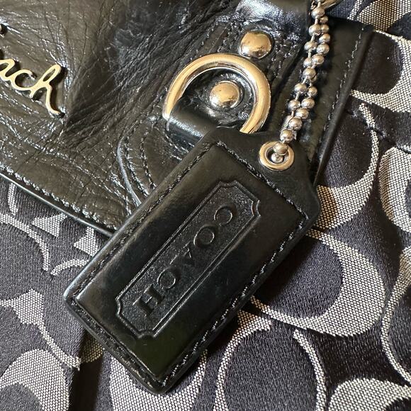 Coach | Black and Gray Ashley Signature Sateen Carryall Bag Mom Bag Travel - Picture 5 of 16